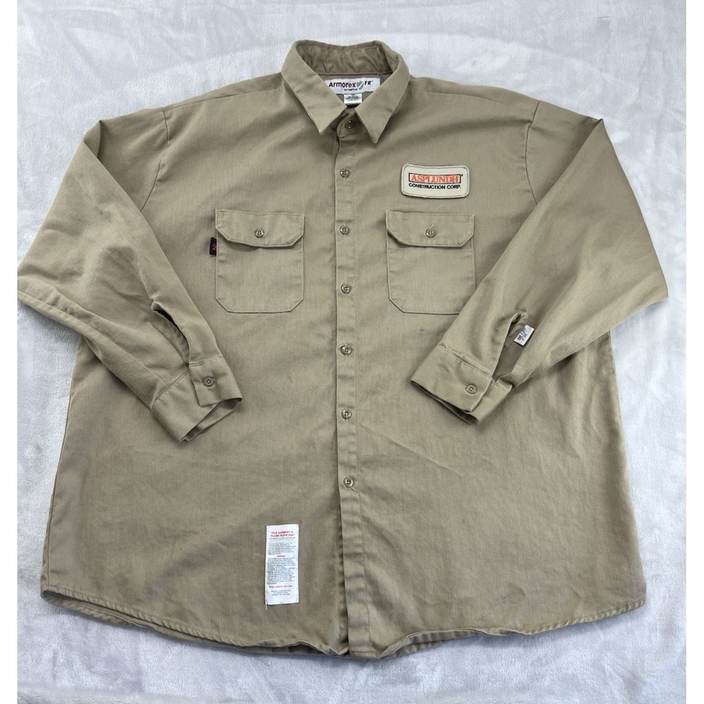 Armorex FR Shirt Men 3XL Beige Flame Resistant ATPV 9 2 HRC2 Asplundh Logo Work